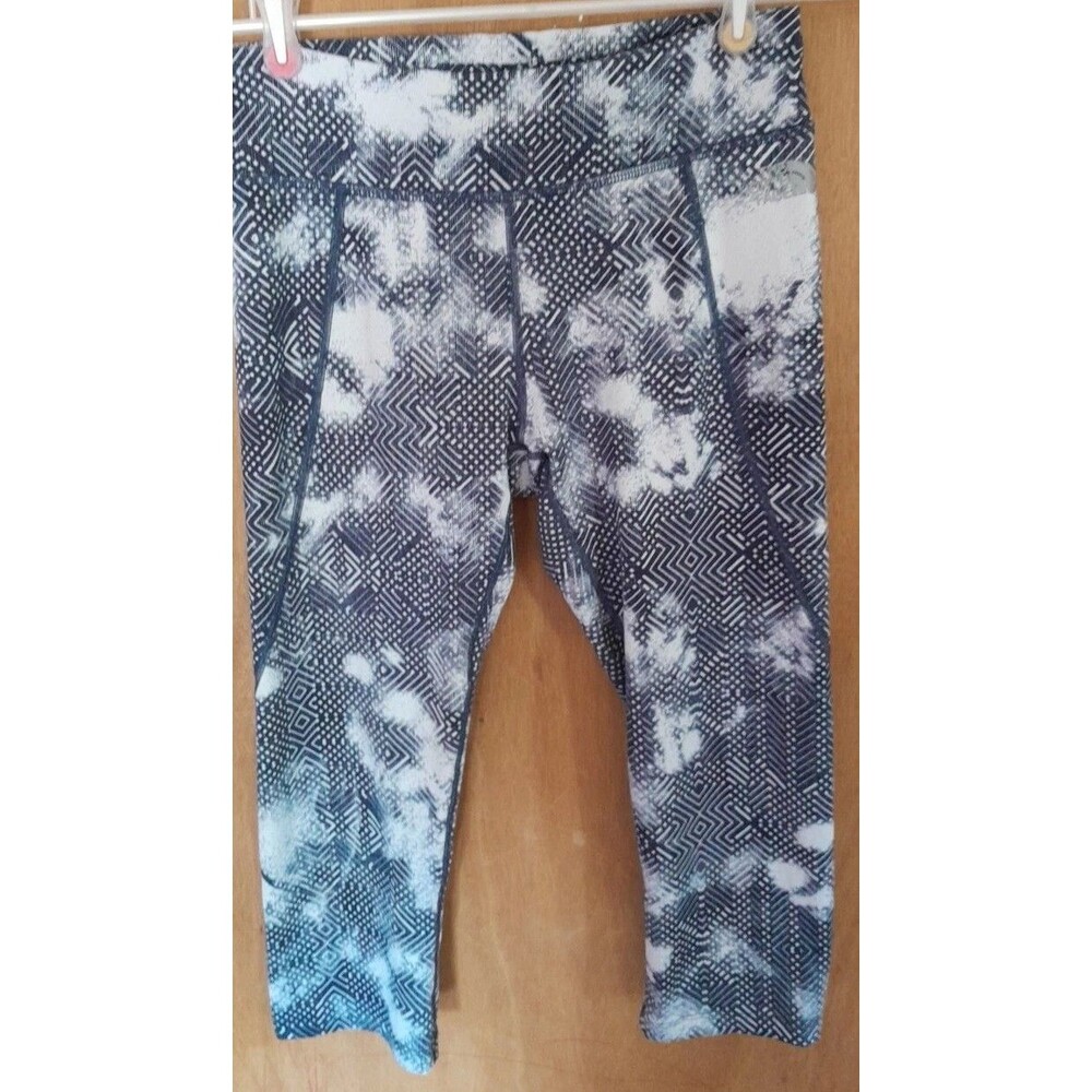 North Face Womens Small/P Grey/ White Leggings Crop/Capris Geometric Design